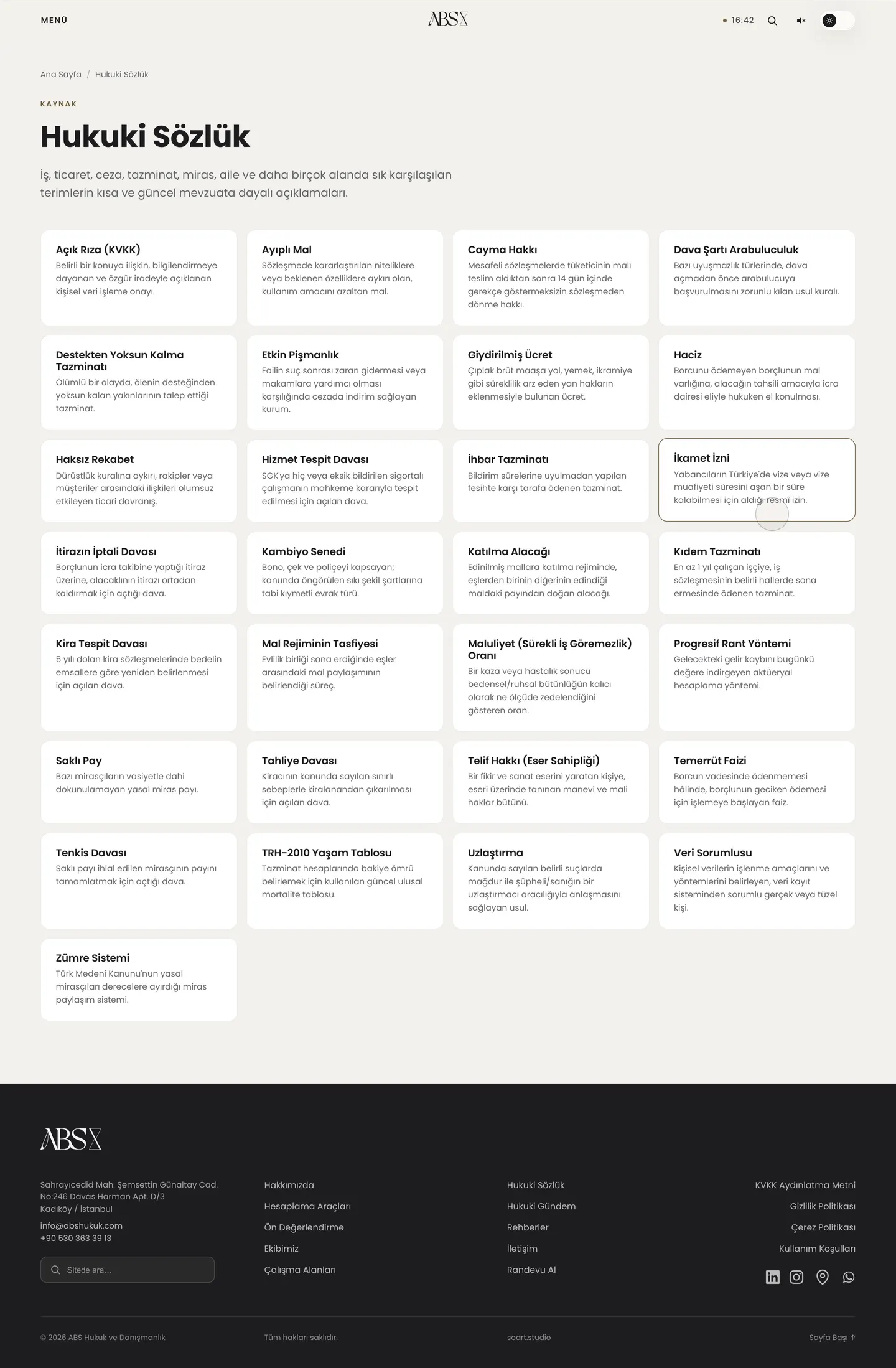 The legal glossary page
